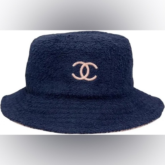 Chanel navy pink terry cloth and bucket Hat - Picture 1 of 5